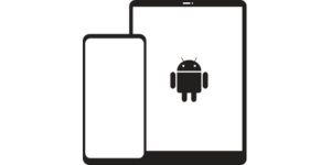 Black icon representing tablet and mobile devices for Android.