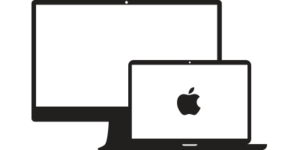 Black icon representing iMac and MacBook devices for macOS