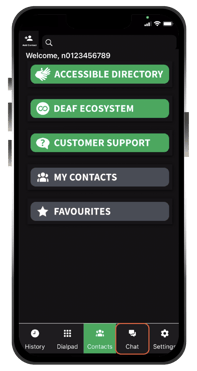 Step 01: Click the "Chat" button from the bottom of phone Step 01: Click the "Chat" button from the bottom of phone