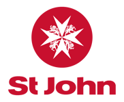 A red logo of St John A red logo of St John