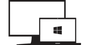 Black icon representing computer and laptop devices for Windows.